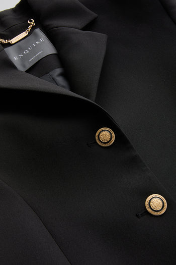 Vatkalı Astarlı Slim Fit Cepli Siyah Ceket