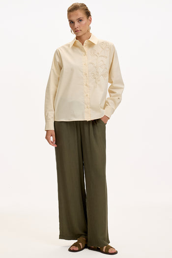 Gömlek Yaka Uzun Kollu Manşetli Regular Krem Gömlek