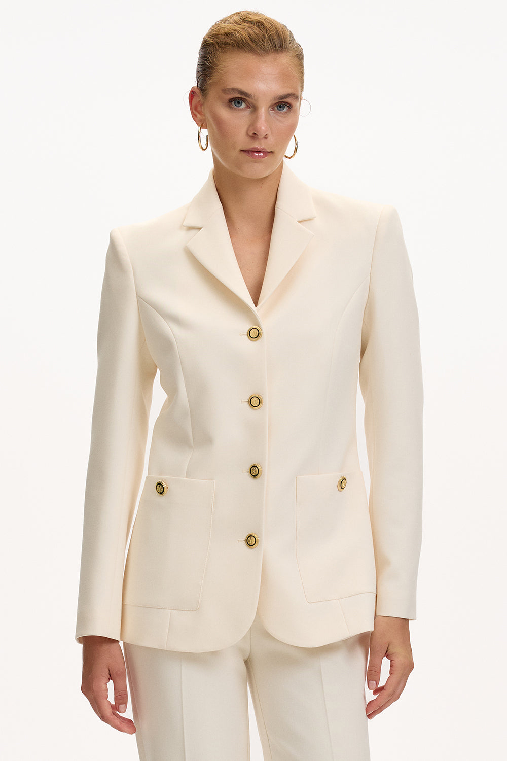 Vatkalı Astarlı Slim Fit Cepli Krem Ceket
