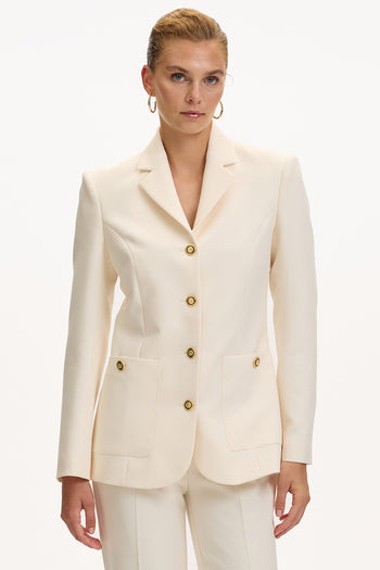 Vatkalı Astarlı Slim Fit Cepli Krem Ceket