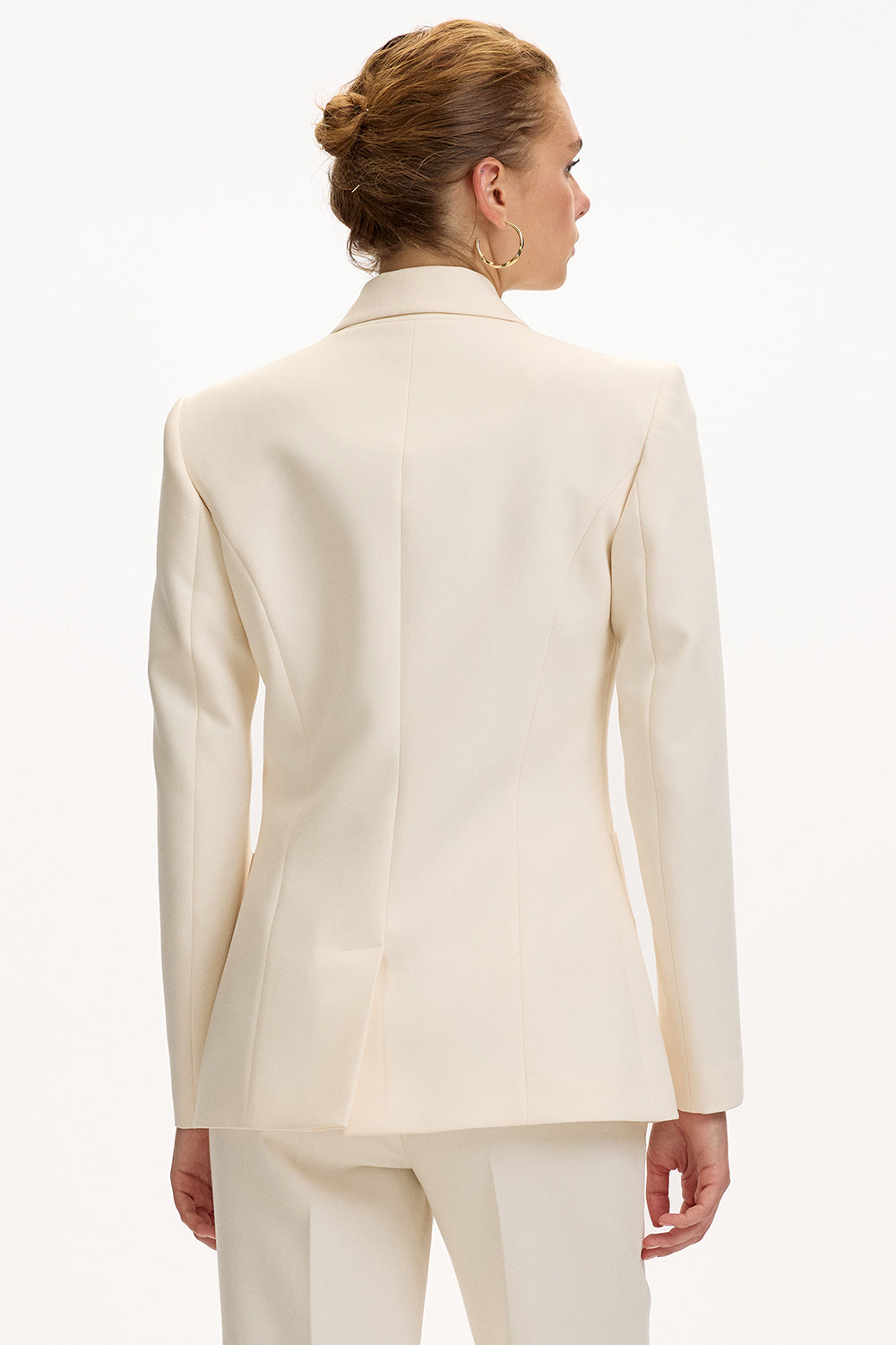 Vatkalı Astarlı Slim Fit Cepli Krem Ceket