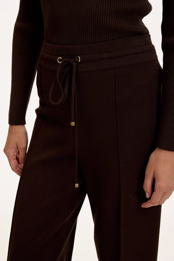 Bağcıklı Regular Triko Kahve Pantolon
