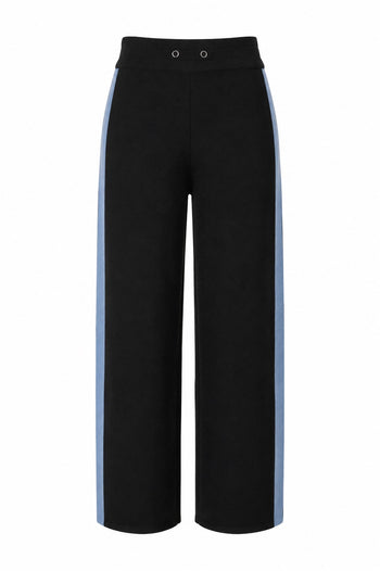 Geniş Paça Yanları Denim Şeritli Regular Örme Pantolon