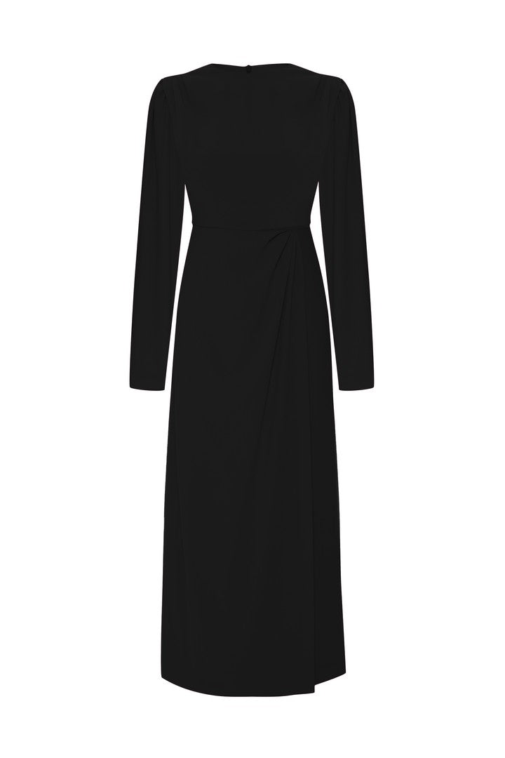 Bisiklet Yaka Midi Elbise