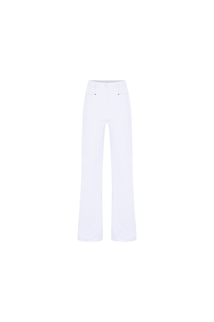 Pamuklu Beyaz Yüksek Bel Regular Fit Denim Pantolon