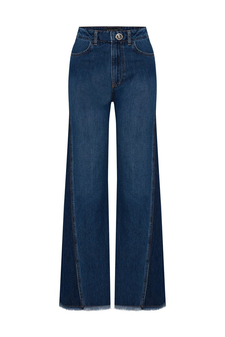 Yüksek Bel Flare Denim Pantolon