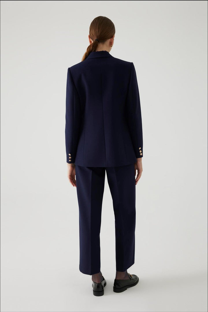 Kruvaze Rahat Kesim Lacivert Blazer Ceket