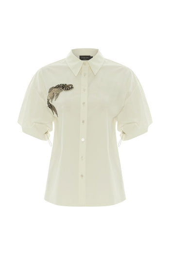 Balık Desenli Taşlı Gömlek