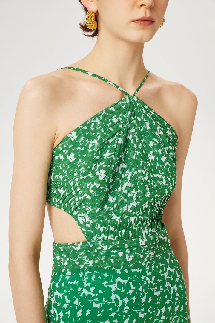 Halter Yaka Midi Elbise
