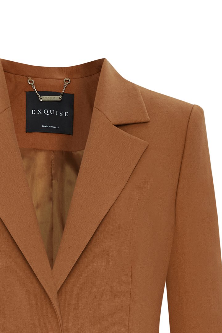 Kruvaze Slim Fit Tarçın Blazer Ceket