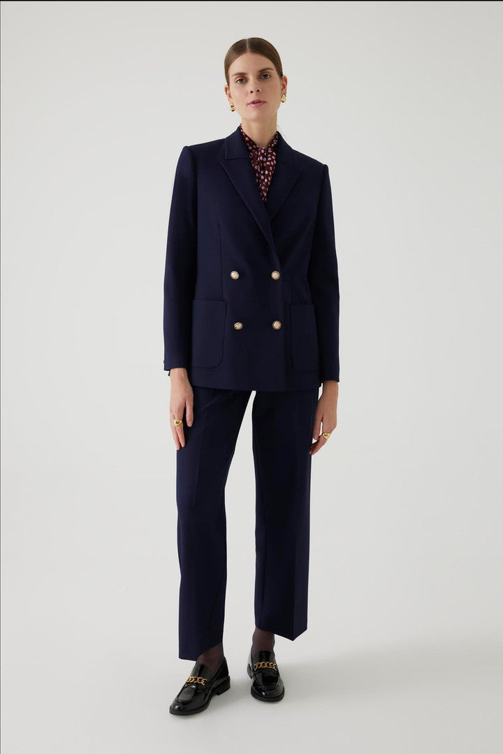 Kruvaze Rahat Kesim Lacivert Blazer Ceket