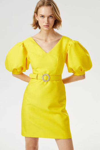 Balon Kollu Mini Elbise