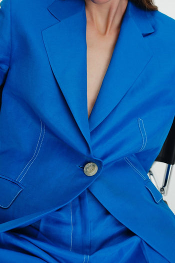 Dikiş Detaylı Tek Düğmeli Blazer Ceket