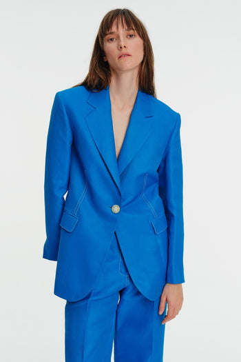 Dikiş Detaylı Tek Düğmeli Blazer Ceket