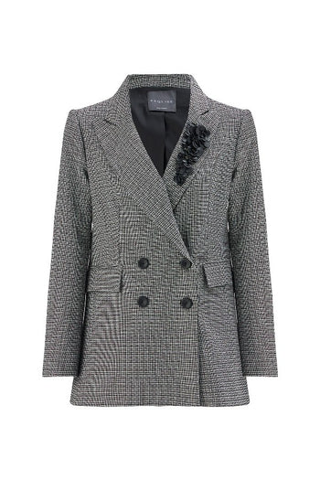 Yaka İşlemeli Ekoseli Ceket