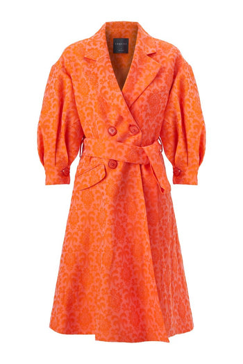 Balon Kol Çiçek Desenli Kruvaze Kapama Elbise