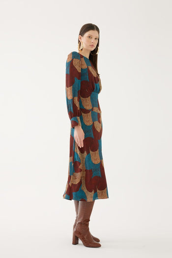 Balon Kol Parçalı Otantik Elbise