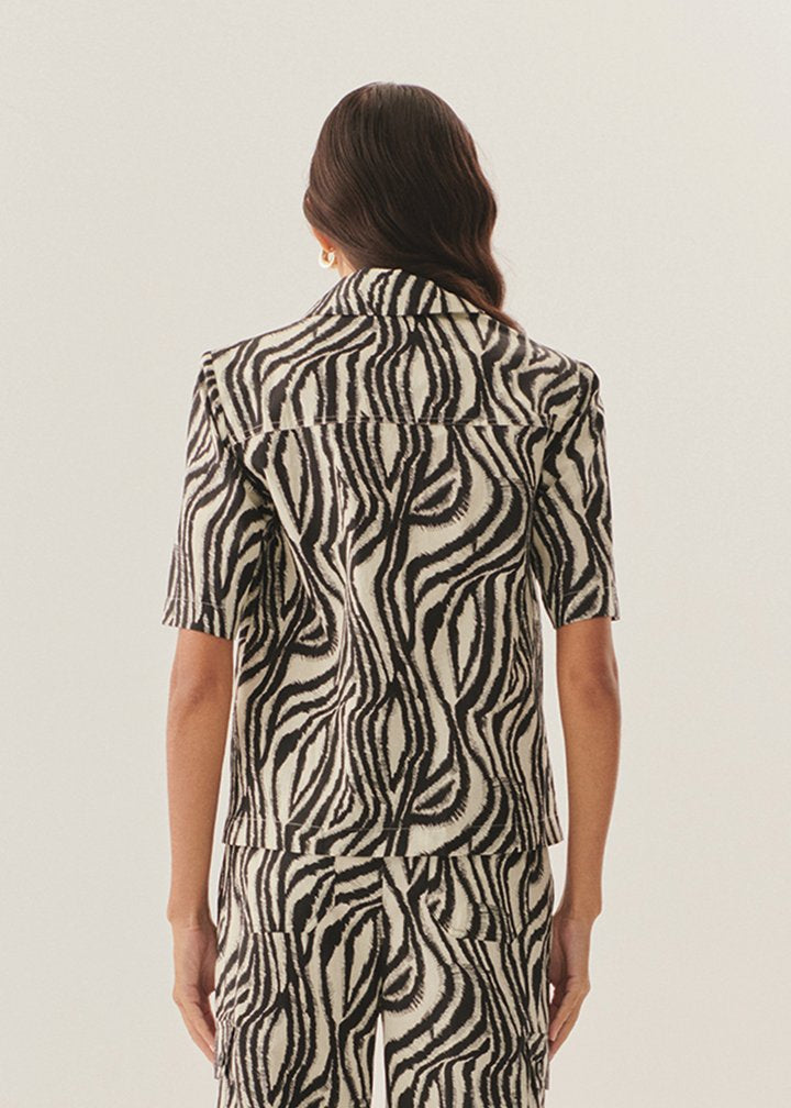 Zebra Desenli Pamuklu Regular Gömlek