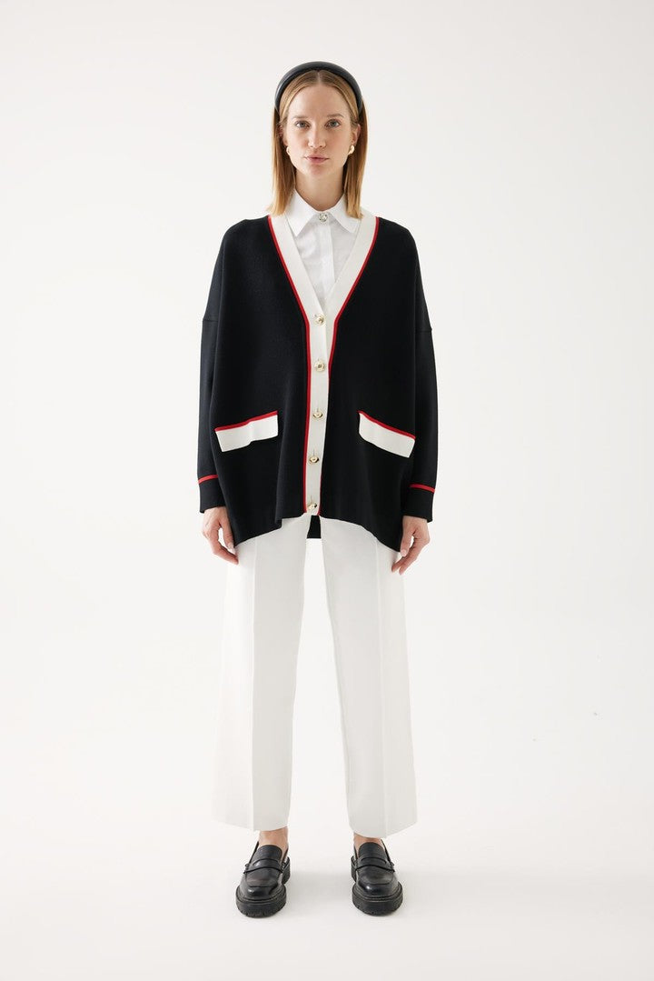 Cepli Oversize Triko Hırka