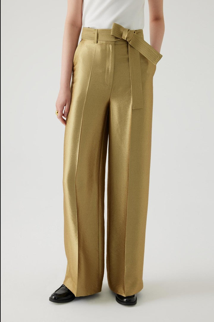 Beli Kuşaklı Regular Gold Pantolon