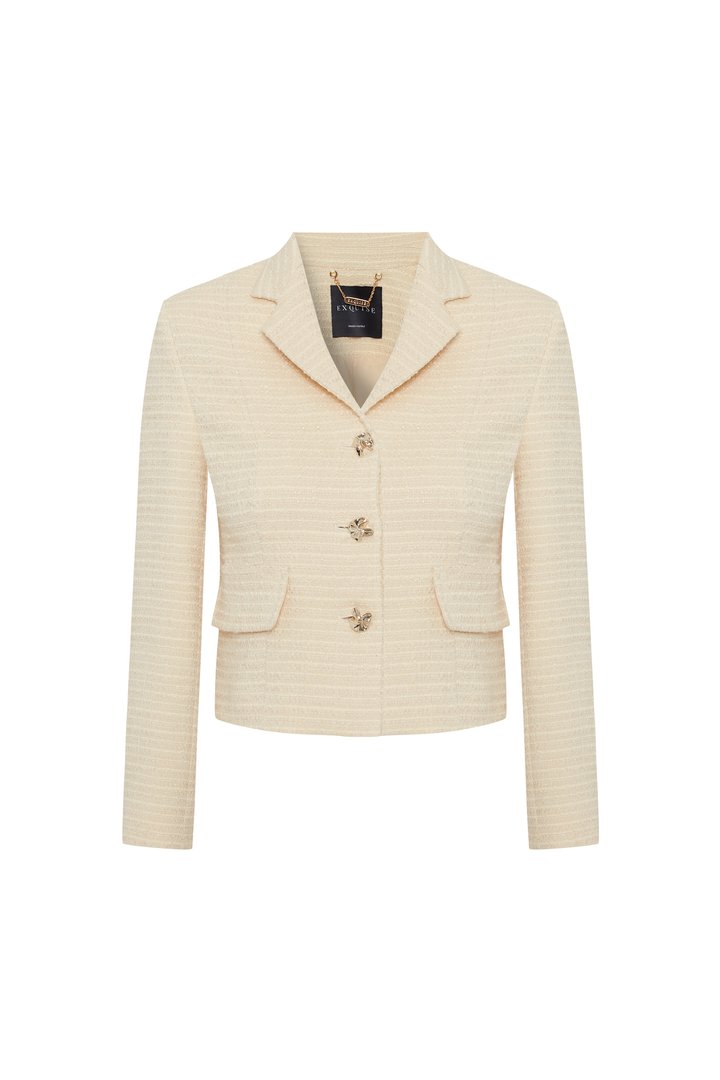 Kruvaze Cepli Regular Fit Ekru Ceket