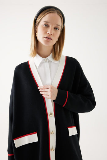 Cepli Oversize Triko Hırka