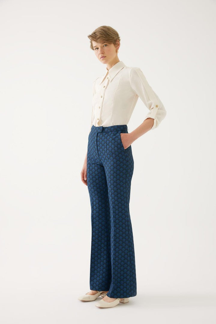 Desenli Slim Fit Pantolon