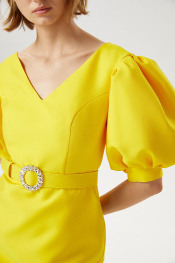 Balon Kollu Mini Elbise