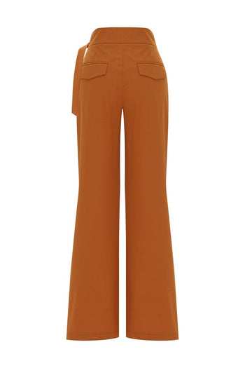 Bel Detaylı Düz Kesim Pamuklu Regular Pantolon