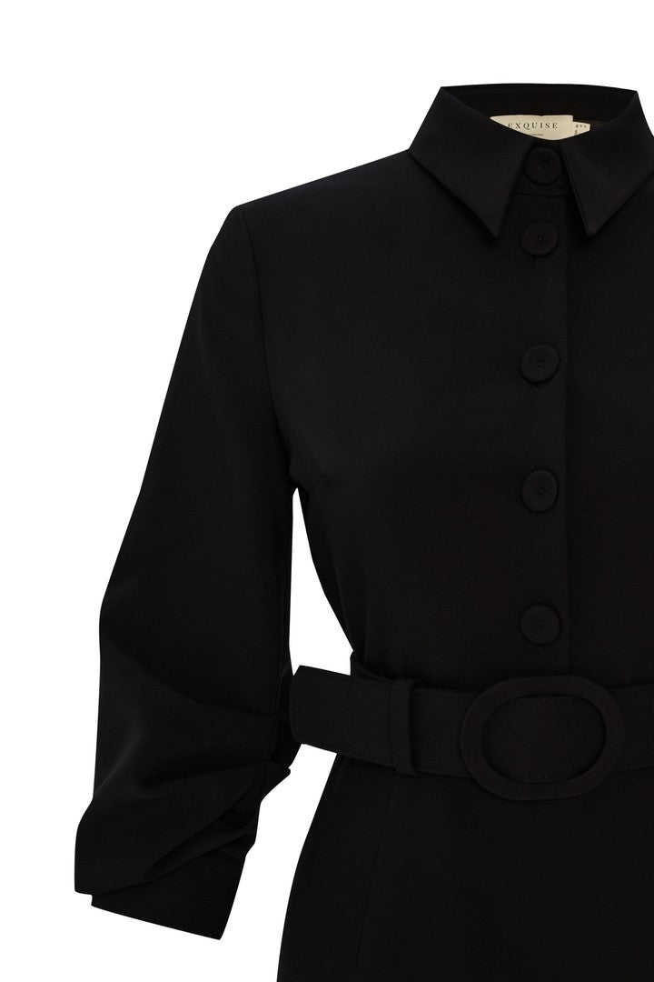 Kemerli Slim Fit Midi Elbise