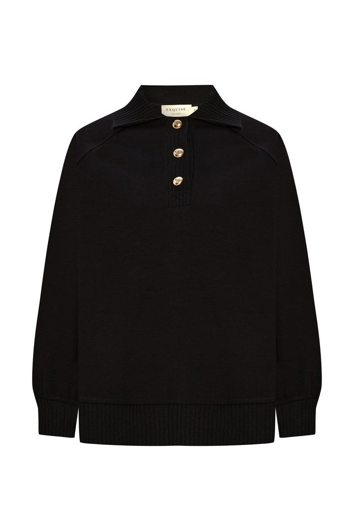 Polo Yaka Regular Örme Sweatshirt