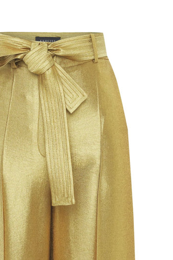 Beli Kuşaklı Regular Gold Pantolon