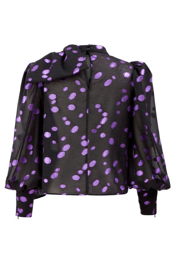 Yakası Çıkarılabilir Aksesuarlı Metalik Bluz