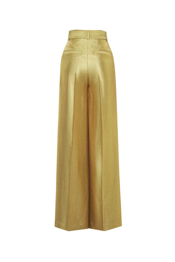 Beli Kuşaklı Regular Gold Pantolon