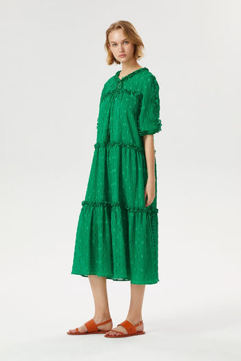 Balon Kol Midi Elbise