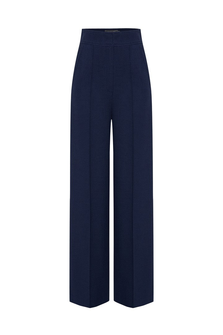 Yüksek Bel Geniş Paçalı Lacivert Culotte Pantolon