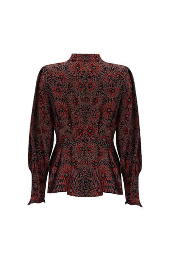 Yakası Bağlamalı Desenli Gömlek