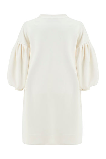 V Yakalı İşleme Detaylı Örme Elbise