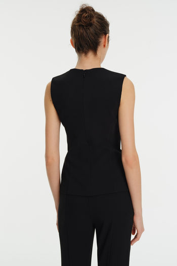 Bel Detaylı V Yaka Krep Bluz