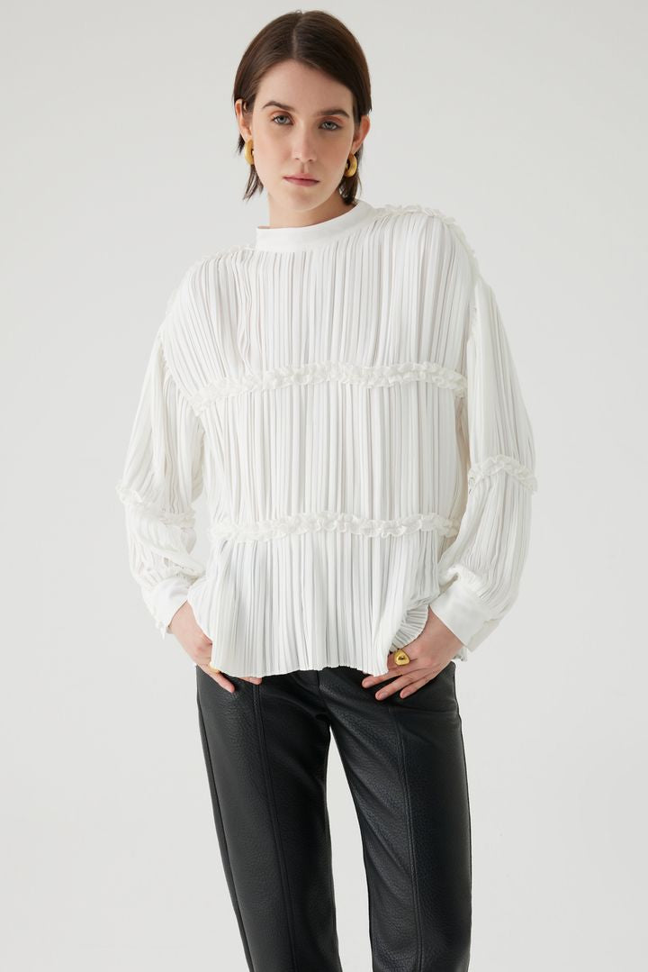 Pilise Detaylı Regular Bluz