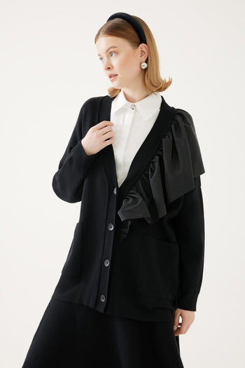 Yaka Detaylı Triko Hırka