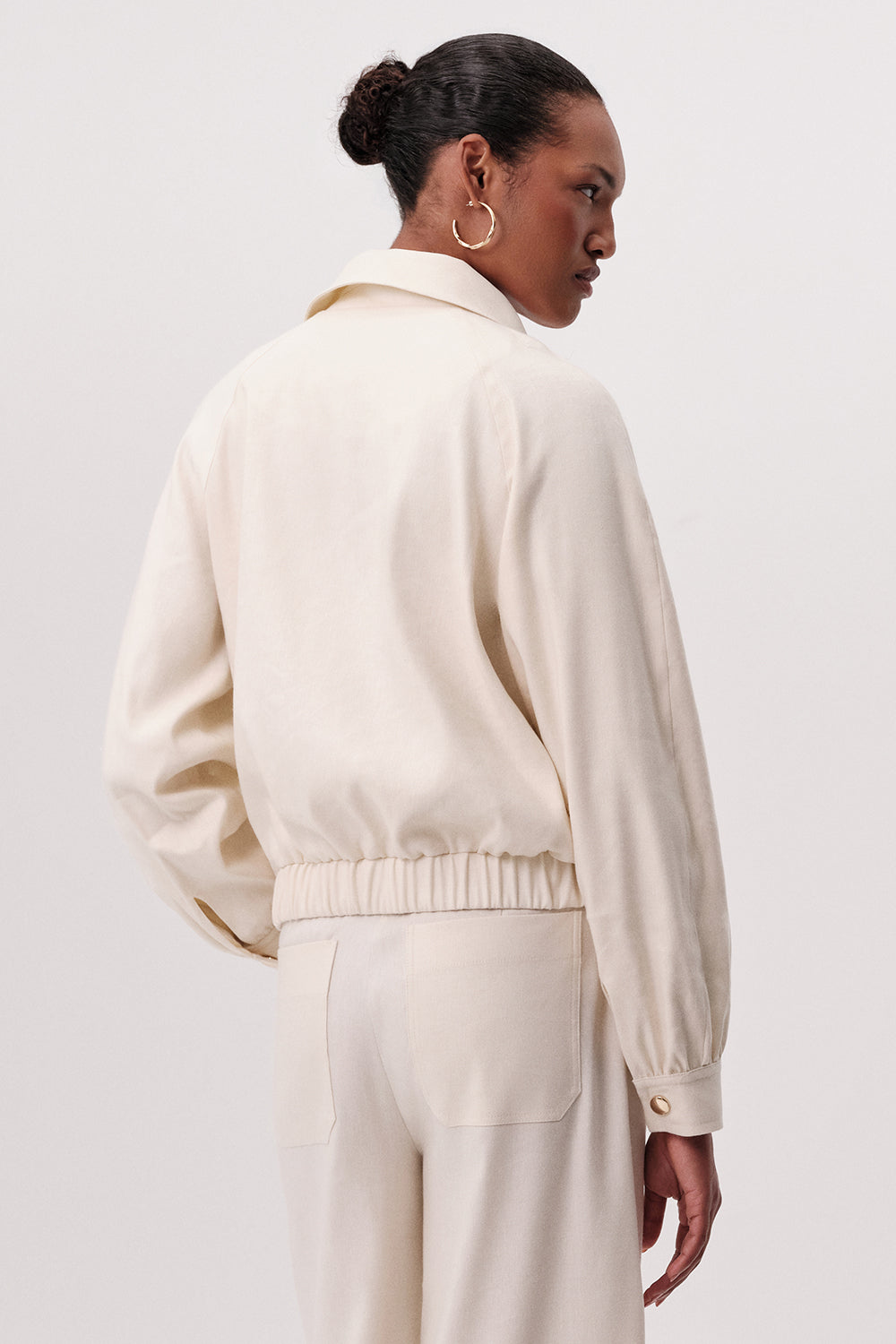 Cepli Uzun Kollu Beli Lastikli Crop Bomber Ceket