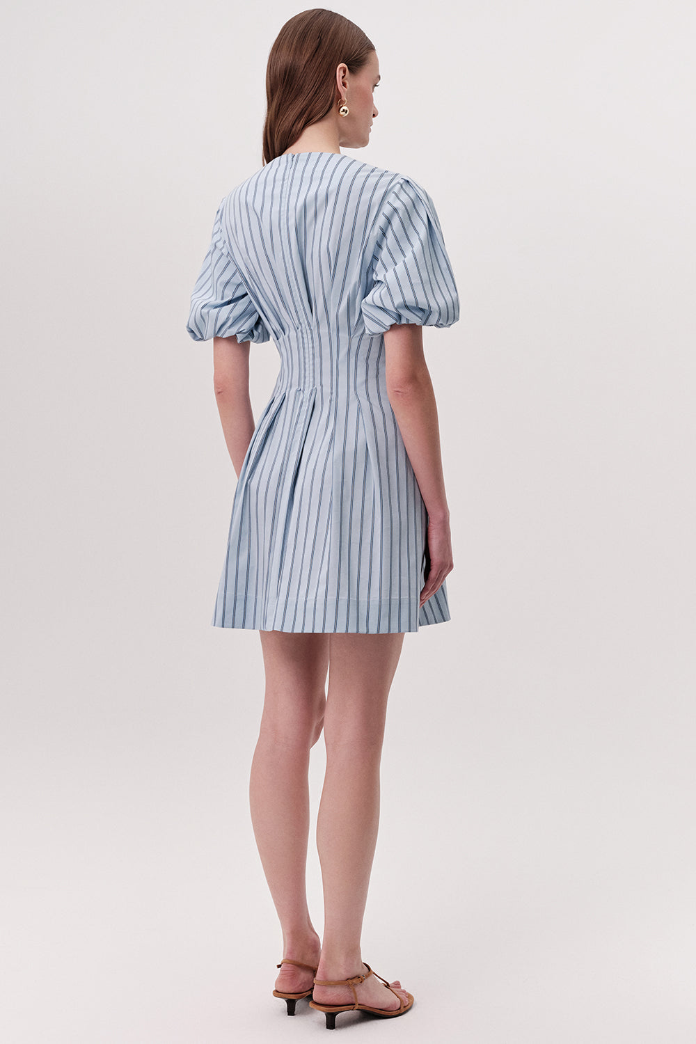 Balon Kollu Bele Oturan Cepli Regular Mini Çok Renkli Elbise