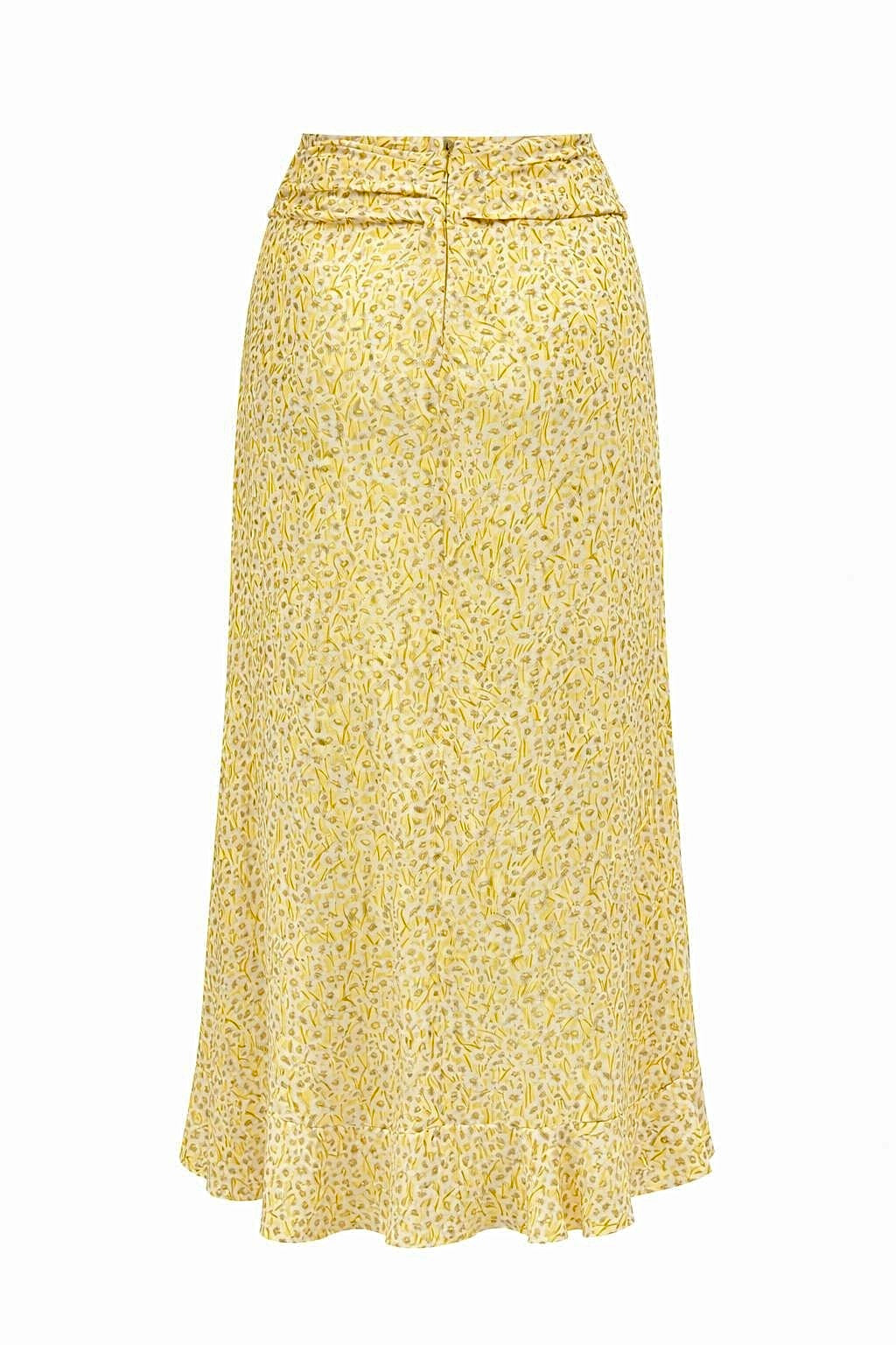 Yırtmaçlı Fırfırlı Fermuarlı Astarlı Regular Midi Çok Renkli Etek