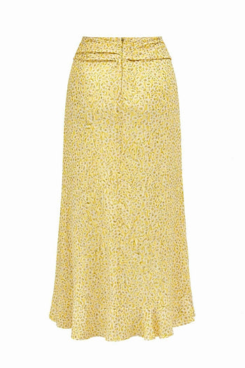 Yırtmaçlı Fırfırlı Fermuarlı Astarlı Regular Midi Çok Renkli Etek