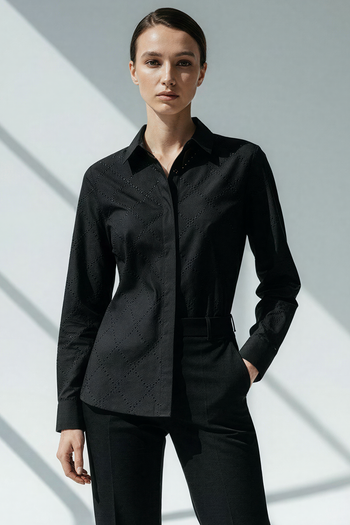 Taş Desenli Cepsiz Uzun Kol Regular Pamuk Gömlek